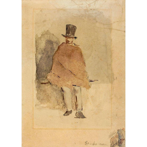 The Man in the Tall Hat Gold Ornate Wood Framed Art Print with Double Matting by Manet, Edouard