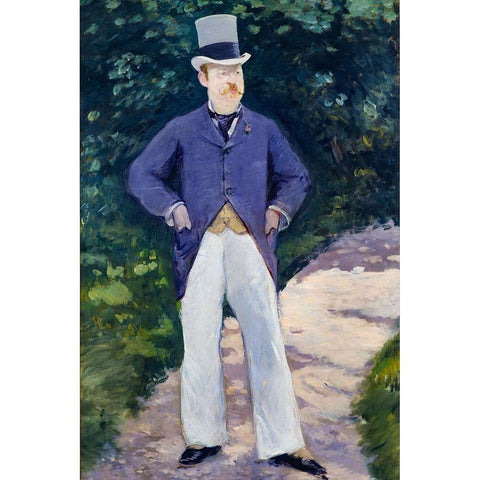 Portrait of Monsieur Brun Gold Ornate Wood Framed Art Print with Double Matting by Manet, Edouard