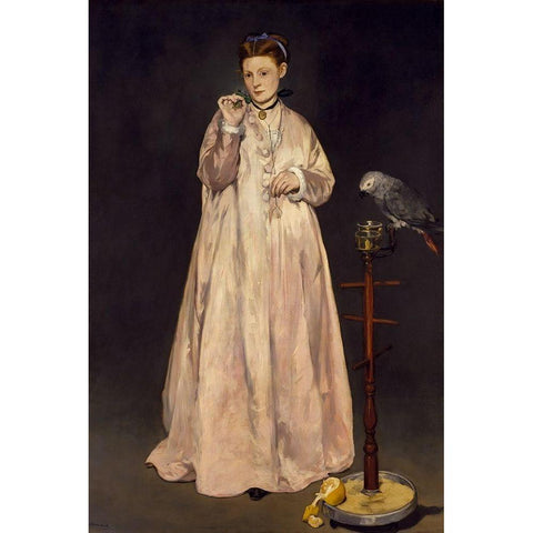 Young Lady in 1866 Black Modern Wood Framed Art Print with Double Matting by Manet, Edouard