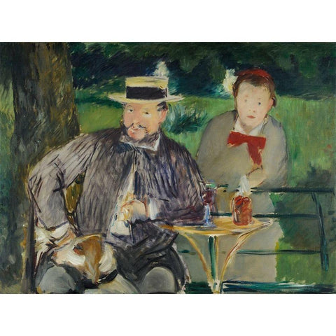 Portrait d Ernest Hosched et sa fille Marthe White Modern Wood Framed Art Print by Manet, Edouard