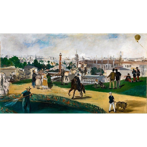 View of the Paris Universal Exhibition 1867 Black Modern Wood Framed Art Print with Double Matting by Manet, Edouard