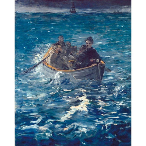 Rocheforts Escape Black Modern Wood Framed Art Print with Double Matting by Manet, Edouard