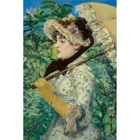 Jeanne Black Modern Wood Framed Art Print with Double Matting by Manet, Edouard