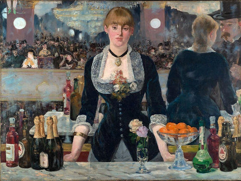 Bar in the Folies-BergÃ¨re Black Ornate Wood Framed Art Print with Double Matting by Manet, Edouard