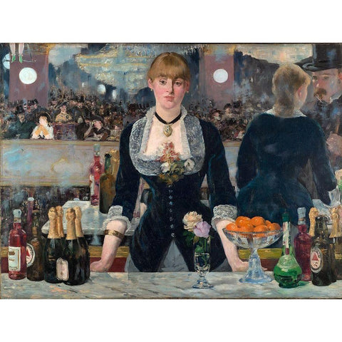 Bar in the Folies-BergÃ¨re White Modern Wood Framed Art Print by Manet, Edouard