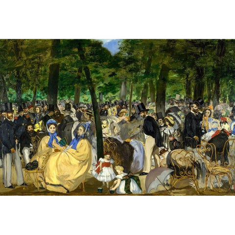 Music in the Tuileries Gold Ornate Wood Framed Art Print with Double Matting by Manet, Edouard