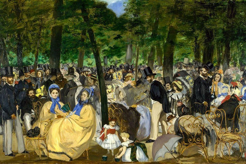 Music in the Tuileries White Modern Wood Framed Art Print with Double Matting by Manet, Edouard