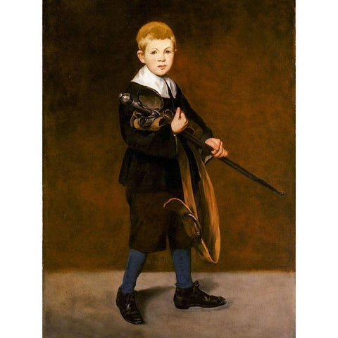 The Child with the Sword Gold Ornate Wood Framed Art Print with Double Matting by Manet, Edouard