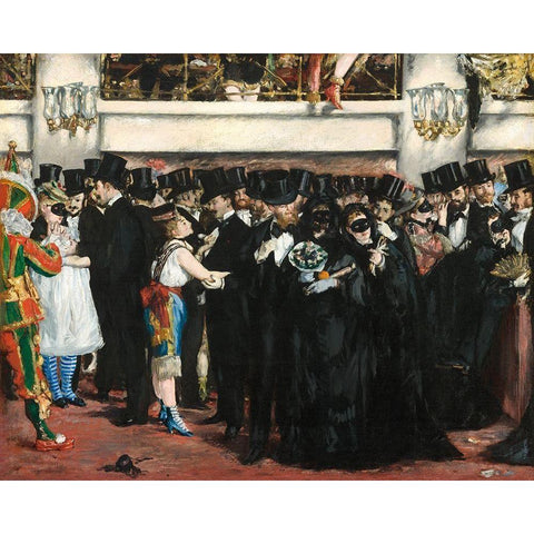 Masked Ball at the Opera Gold Ornate Wood Framed Art Print with Double Matting by Manet, Edouard