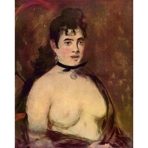 Female nude White Modern Wood Framed Art Print by Manet, Edouard