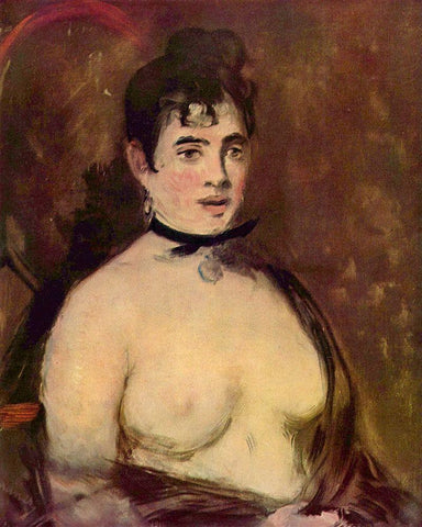 Female nude Black Ornate Wood Framed Art Print with Double Matting by Manet, Edouard