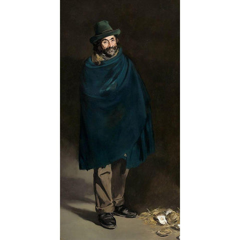 Beggar with OystersÂ  Gold Ornate Wood Framed Art Print with Double Matting by Manet, Edouard