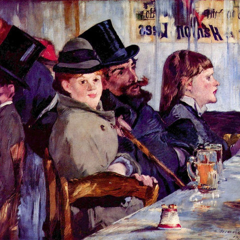 In the cafe Cabaret from Reichshoffen White Modern Wood Framed Art Print by Manet, Edouard