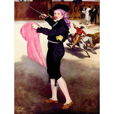 Mademoiselle V. in the Costume of an Espada Gold Ornate Wood Framed Art Print with Double Matting by Manet, Edouard