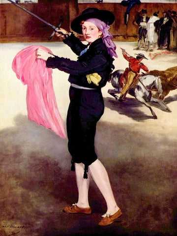 Mademoiselle V. in the Costume of an Espada White Modern Wood Framed Art Print with Double Matting by Manet, Edouard