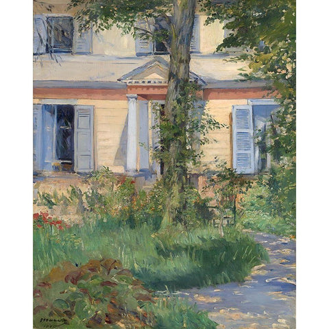 House in Rueil White Modern Wood Framed Art Print by Manet, Edouard