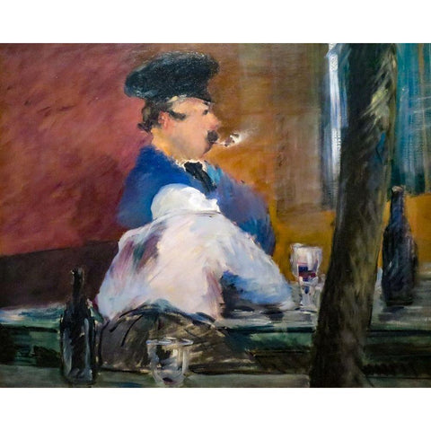 The Bar Black Modern Wood Framed Art Print with Double Matting by Manet, Edouard