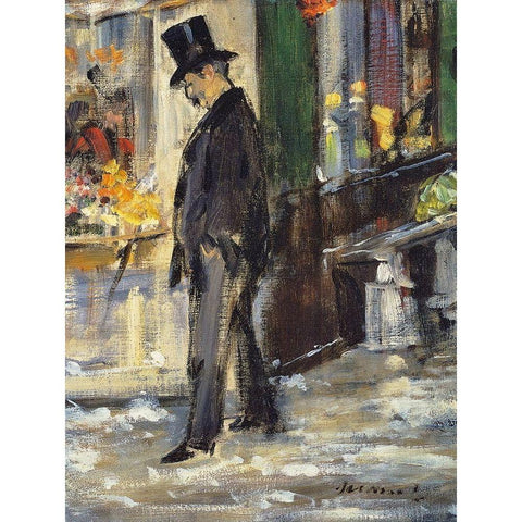 Promeneur Gold Ornate Wood Framed Art Print with Double Matting by Manet, Edouard