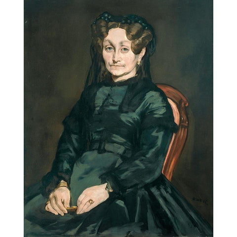 Madame Auguste Manet Black Modern Wood Framed Art Print with Double Matting by Manet, Edouard