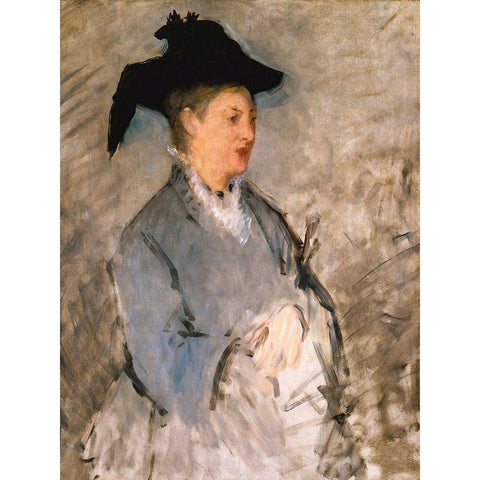 Madame Edouard ManetÂ  Gold Ornate Wood Framed Art Print with Double Matting by Manet, Edouard