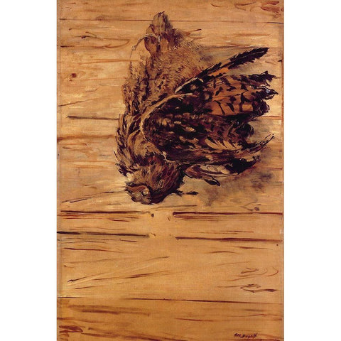 Dead Eagle Owl Black Modern Wood Framed Art Print with Double Matting by Manet, Edouard