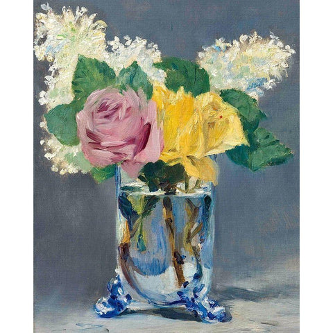 Lilas et roses White Modern Wood Framed Art Print by Manet, Edouard