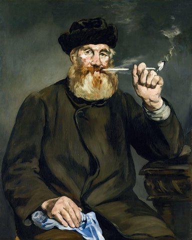 The Smoker White Modern Wood Framed Art Print with Double Matting by Manet, Edouard