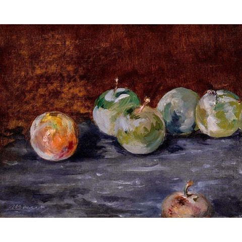 Plums White Modern Wood Framed Art Print by Manet, Edouard