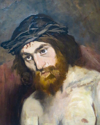 Head of Christ White Modern Wood Framed Art Print with Double Matting by Manet, Edouard