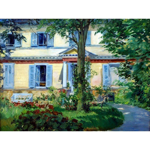 House in Rueil Black Modern Wood Framed Art Print with Double Matting by Manet, Edouard