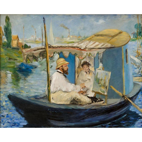 Claude Monet in Argenteuil White Modern Wood Framed Art Print by Manet, Edouard