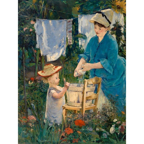 LaundryÂ  White Modern Wood Framed Art Print by Manet, Edouard