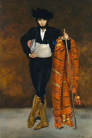 Young man dressed as a majo White Modern Wood Framed Art Print with Double Matting by Manet, Edouard