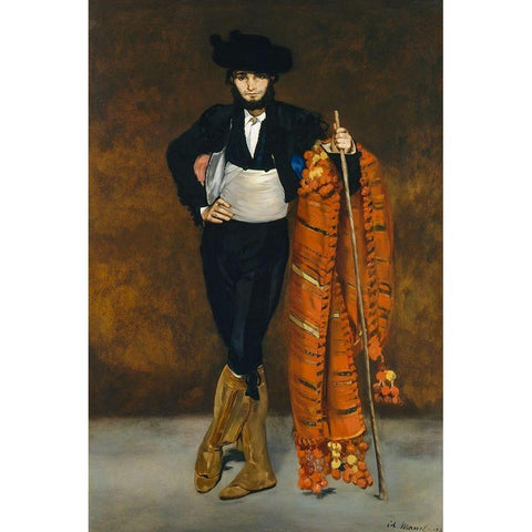 Young man dressed as a majo Black Modern Wood Framed Art Print with Double Matting by Manet, Edouard