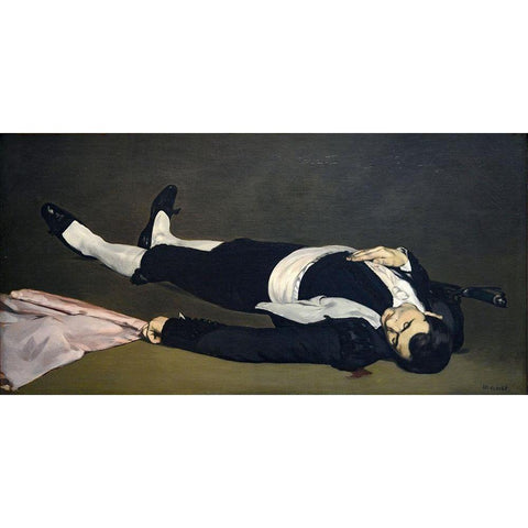 The Dead Toreador White Modern Wood Framed Art Print by Manet, Edouard