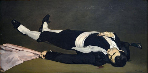 The Dead Toreador White Modern Wood Framed Art Print with Double Matting by Manet, Edouard