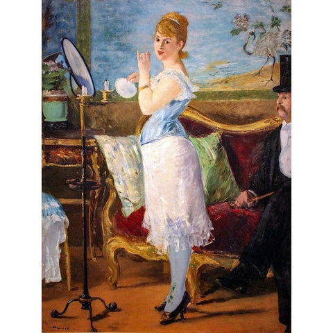 Nana Black Modern Wood Framed Art Print with Double Matting by Manet, Edouard