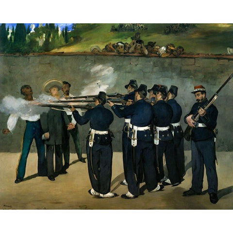 The Execution of Emperor Maximilian of Mexico, June 19, 1867 White Modern Wood Framed Art Print by Manet, Edouard