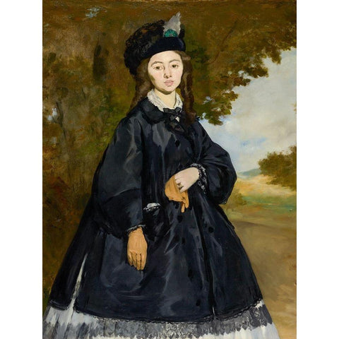 Portrait of Madame Brunet Black Modern Wood Framed Art Print with Double Matting by Manet, Edouard