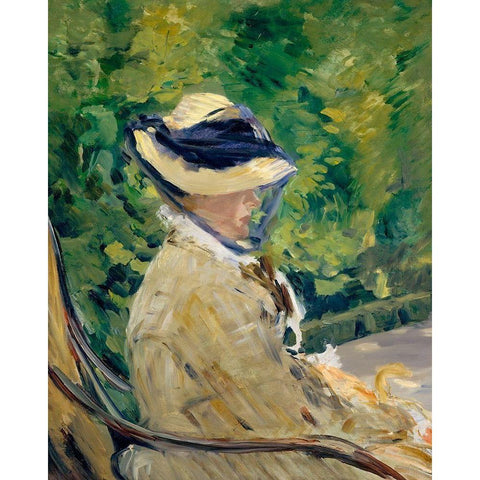 Madame Manet at Bellevue Gold Ornate Wood Framed Art Print with Double Matting by Manet, Edouard