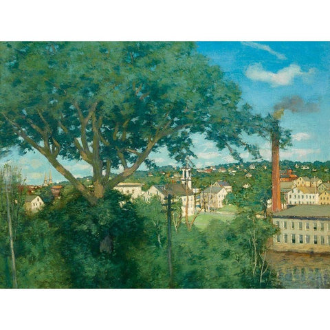 The Factory Village Black Modern Wood Framed Art Print with Double Matting by Weir, J Alden