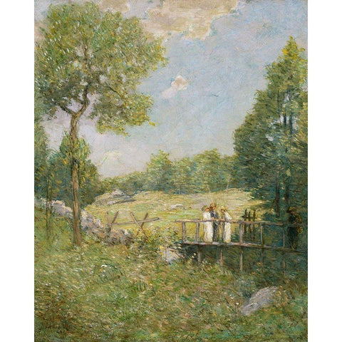 The Fishing Party White Modern Wood Framed Art Print by Weir, J Alden