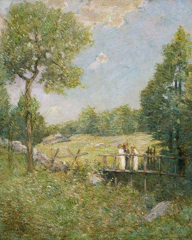 The Fishing Party White Modern Wood Framed Art Print with Double Matting by Weir, J Alden