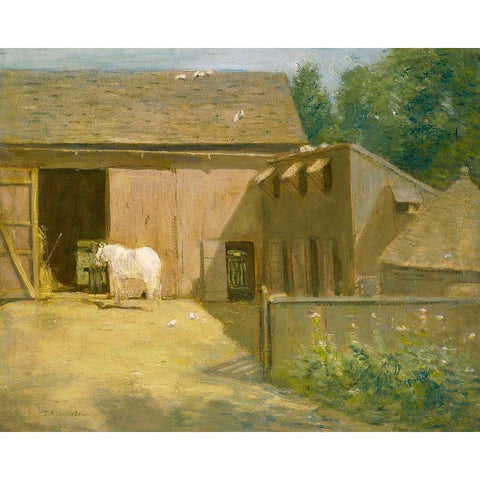 New England Barnyard Gold Ornate Wood Framed Art Print with Double Matting by Weir, J Alden