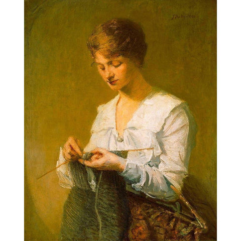 Knitting for Soldiers Black Modern Wood Framed Art Print with Double Matting by Weir, J Alden