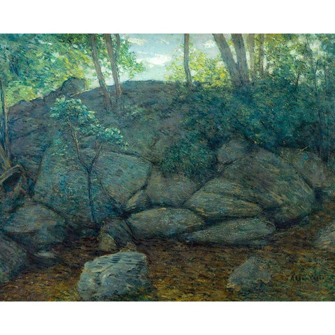 Woodland Rocks Black Modern Wood Framed Art Print with Double Matting by Weir, J Alden