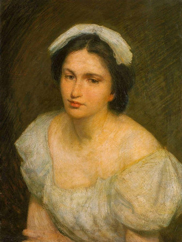 An Alsatian Girl Black Ornate Wood Framed Art Print with Double Matting by Weir, J Alden