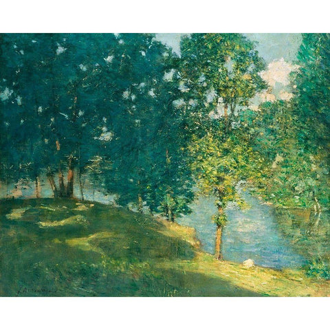 Afternoon by the Pond White Modern Wood Framed Art Print by Weir, J Alden