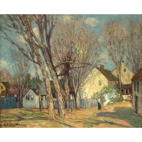 Windham Village Black Modern Wood Framed Art Print with Double Matting by Weir, J Alden
