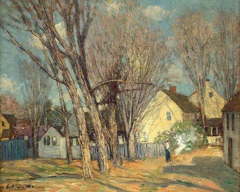 Windham Village Black Ornate Wood Framed Art Print with Double Matting by Weir, J Alden